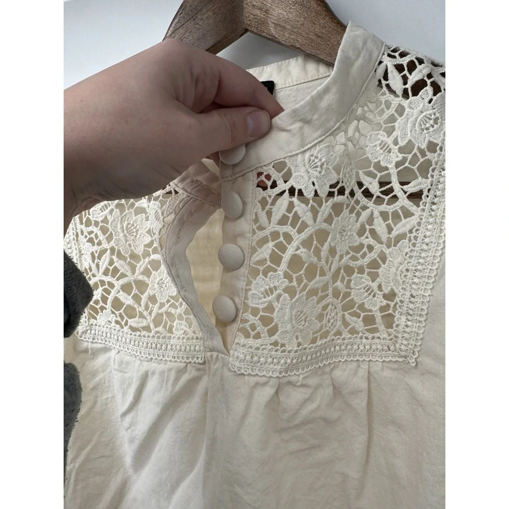 Scarlett‎ Darkness M open knit crochet Blouse Smocked Peasant Poet cottage fairy